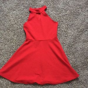 Red turtle neck dress